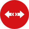 Measuring range icon illustrating wide measuring ranges