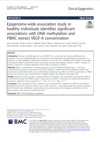 2020.Epigenome-wide association study in healthy individuals identifies significant associations with DNA methylation and PBMC extract VEGF-A concentration