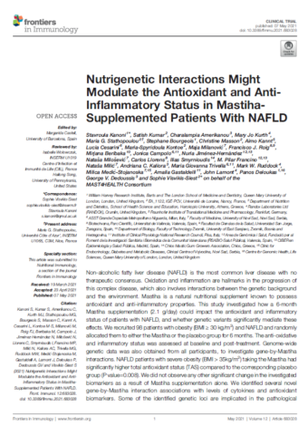 2021.Nutrigenetic Interactions Might Modulate the Antioxidant and AntiInflammatory Status in MastihaSupplemented Patients With NAFLD
