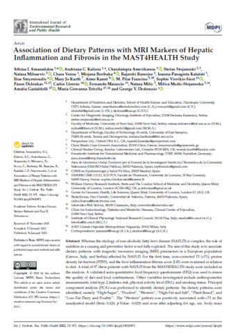 2022.Association of Dietary Patterns with MRI Markers of Hepatic Inflammation and Fibrosis in the MAST4HEALTH Study