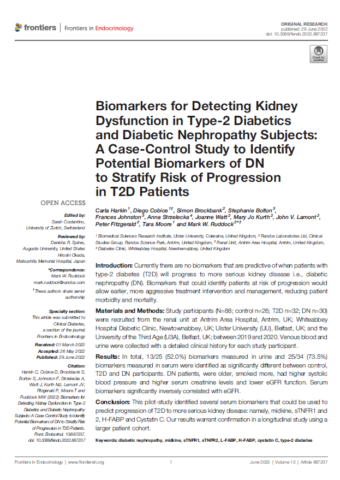 2022.Biomarkers for Detecting Kidney Dysfunction in Type-2 Diabetics and Diabetic Nephropathy Subjects A Case-Control Study to Identify Potential Biomar