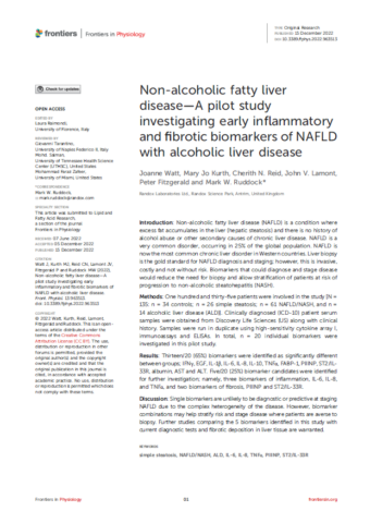 2022.Non-alcoholic fatty liver disease—A pilot study investigating early inflammatory and fibrotic biomarkers of NAFLD with alcoholic liver disease