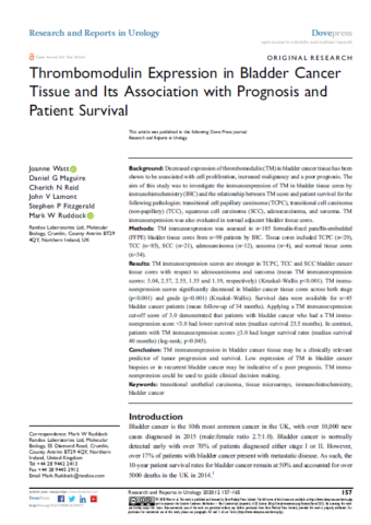 2020.Thrombomodulin Expression in Bladder Cancer Tissue and Its Association with Prognosis and Patient Survival