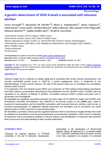 2021.A genetic determinant of VEGF-A levels is associated with telomere attrition